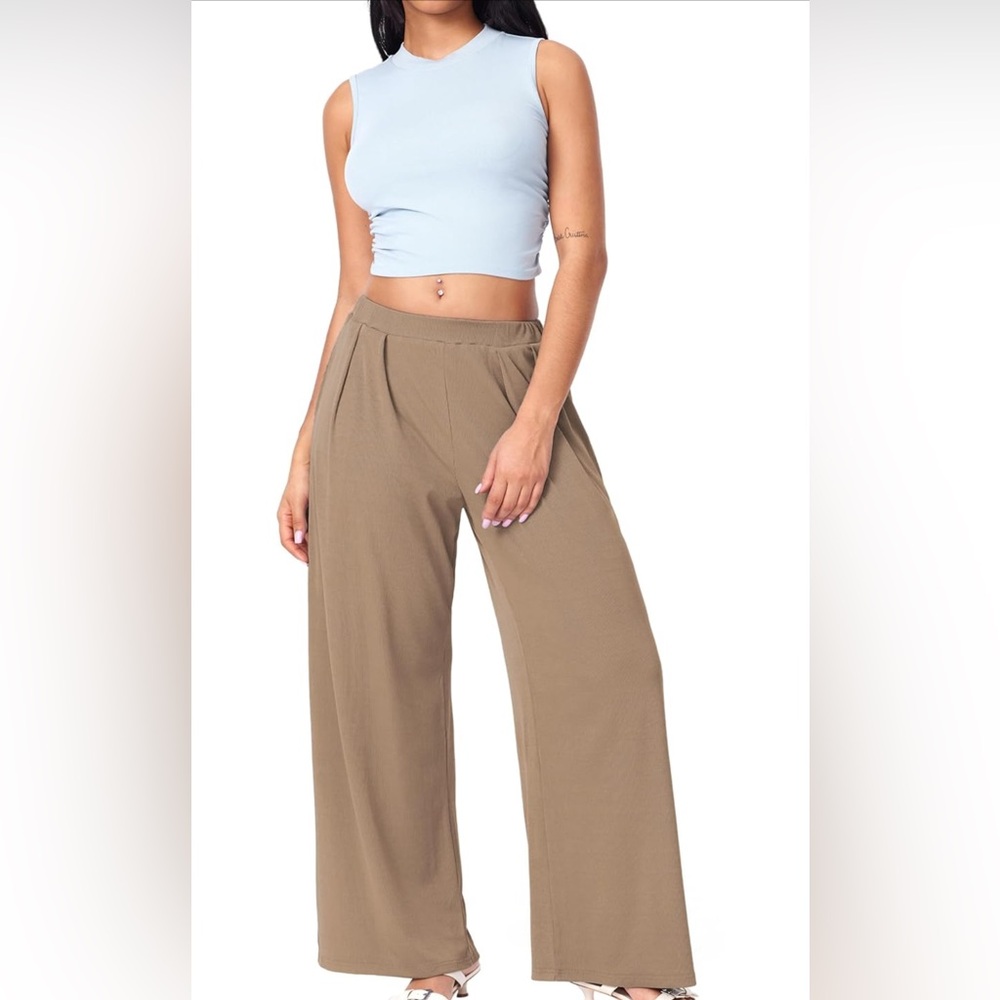 CIDER Wide Leg Palazzo Pants for Women with Pockets in Coffee Sz 1X EUC